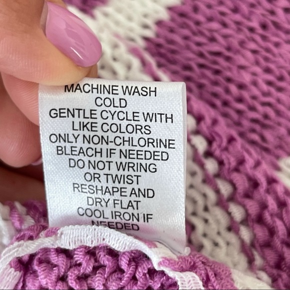 NWT C&C California purple with white stripes round neck slouchy fit sweater - Picture 9 of 13